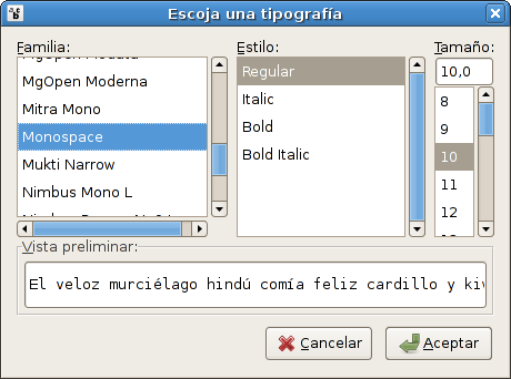 Image 9: Pantallazo-Escoger Fuente-GTK